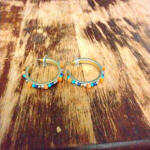 Colorful Beaded Hoop Earrings
